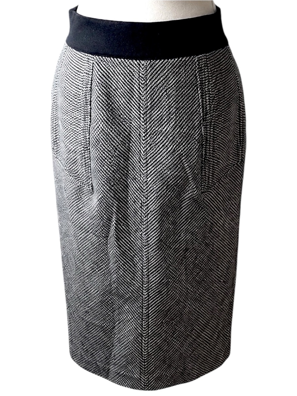Diane von Furstenberg Wool Blend Pencil Skirt Womens 8 Houndstooth Office
